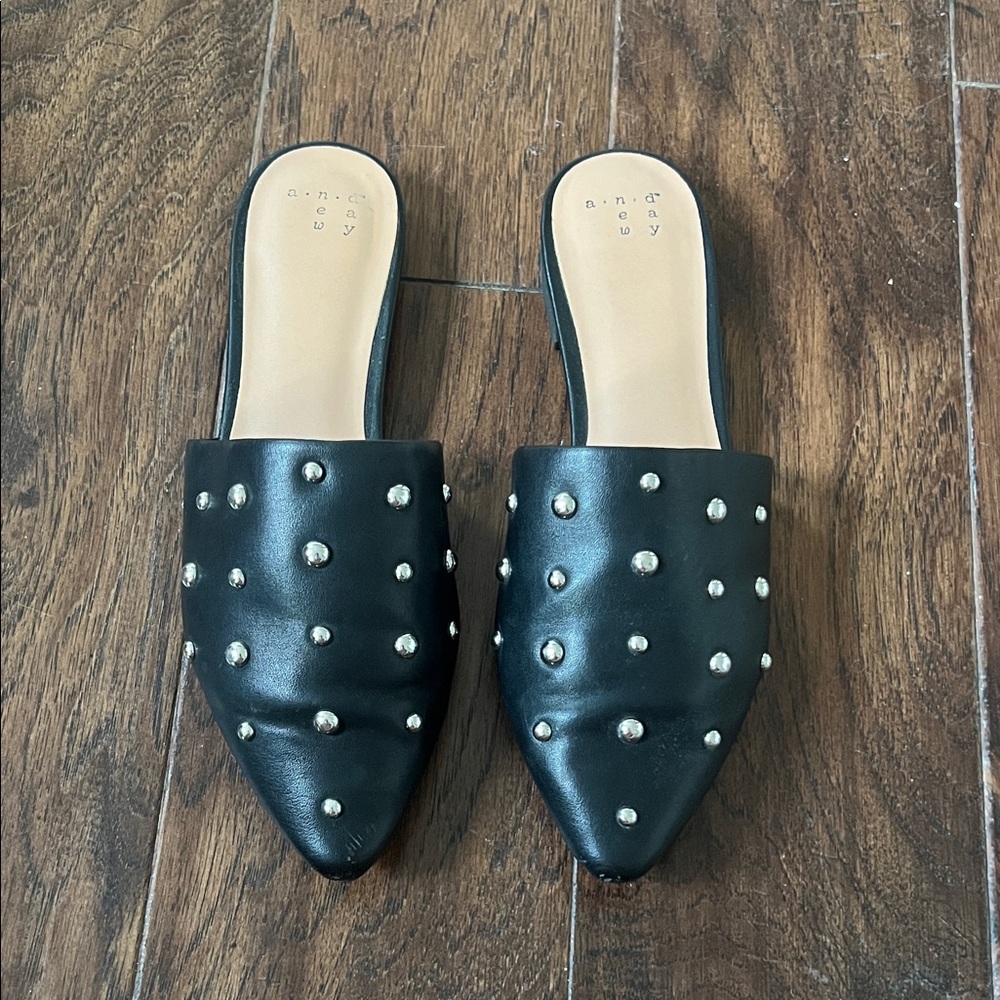 Black Mules with Silver Studs